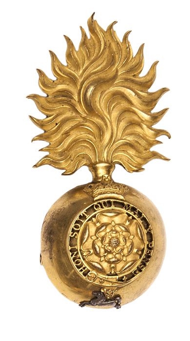 A Victorian officer’s gilt bearskin grenade badge of The Royal Fusiliers (City of London