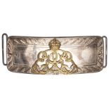 A good Edward VII lancer officer’s silver mounted pouch, scarlet leather pouch with embroidered top,