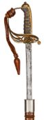 An Edward VII officer’s sword of The Royal Army Medical Corps, straight blade 32½”, fullered for