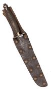 An FS military knife, 2nd pattern “Fat Boy” variant, in unofficial leather sheath; see Flook “The
