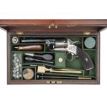 A good cased 5 shot 60 bore Third Model Webley “long spur” single action percussion revolver, number