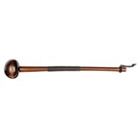 A good quality Zulu polished darkwood knobkerry, flattened ball head, the haft with copper wirebound