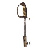 An Imperial German Naval officer’s sword,  blade 29½” with early Eickhorn mark and etched with