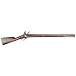 A French 12 bore military flintlock carbine or short musket, 46¾” overall, barrel 31½”, the tang