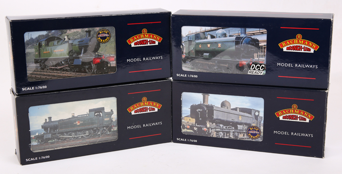 4 Bachmann Branch-Line OO gauge steam locomotives. A Great Western 0-6-0 pannier tank locomotive (