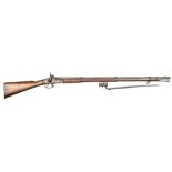 A .577” 3 band Enfield percussion rifle, 55” overall, barrel 39” with Tower proof and various