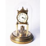 A Gustav Becker revolving pendulum clock under a glass dome H28cm