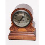 A Victorian inlaid mantel clock. H26cm