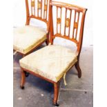 A pair of Victorian Neo-classical style inlaid satin wood chairs. H76cm