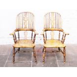 A pair of oak Windsor chairs. 20th century. H108cm