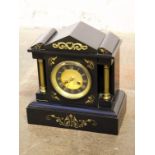 A black slate mantel clock. Late 19th century. H30cm