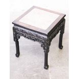 A Chinese hardwood table with marble top. 19th Century. H48cm