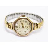A ladies 9ct gold Rotary wristwatch with gold plated strap