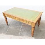 A Victorian two drawer writing table. W152cm D83cm H77cm