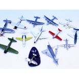 Eleven Dinky Toys model aeroplanes and two others