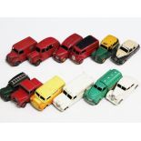 A group of twelve Dinky Toys comprising Bedford, Land Rover Police, Castrol tanker, Austin Taxi,