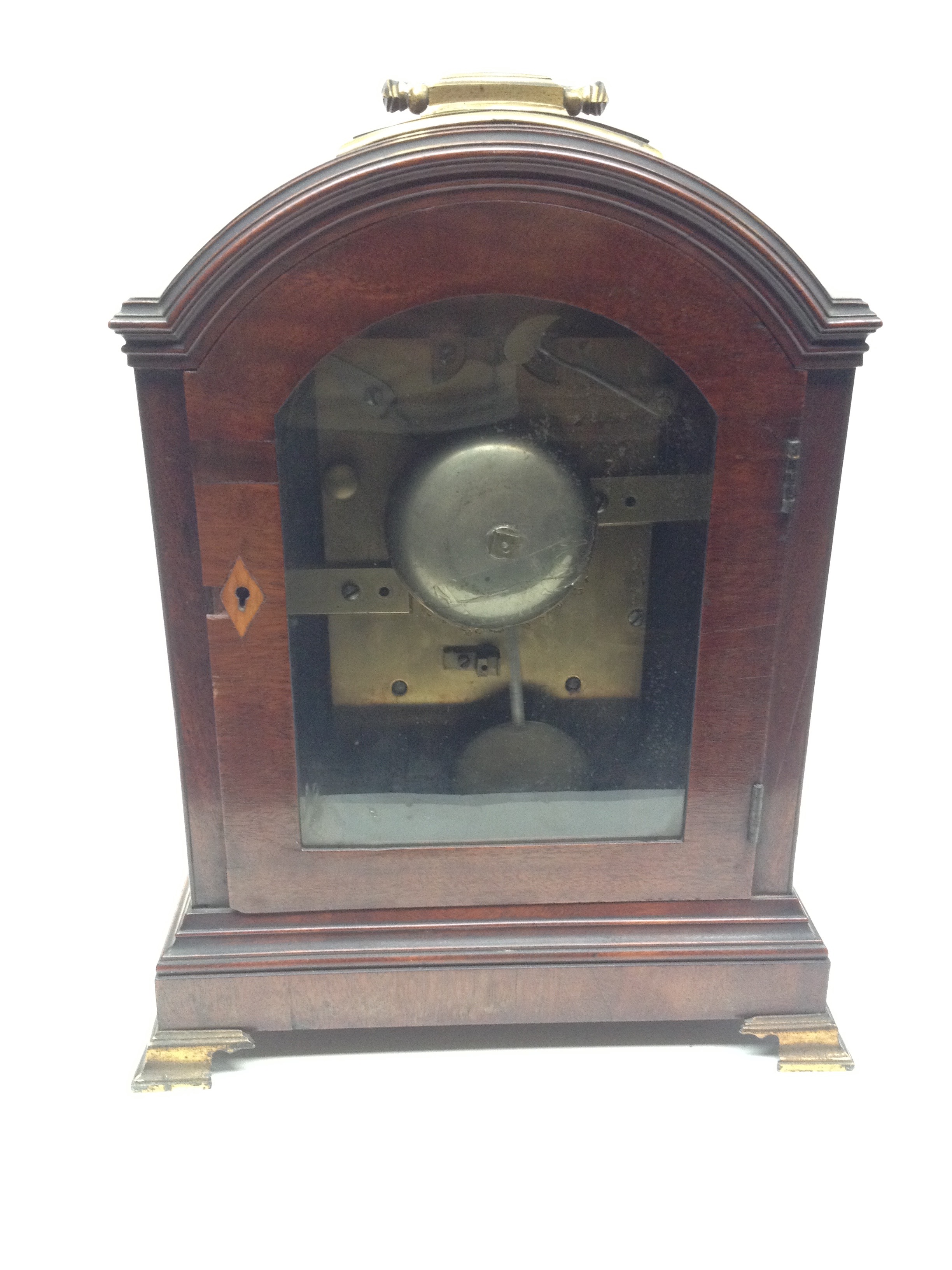 A George III domed bracket clock by James Duncan having painted dial with chime/silent lever, the - Image 14 of 25