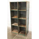 An industrial antique metal cubbyhole storage cabinet. W94cm D46cm H183cm