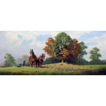 Vincent Selby. "Autumn Ploughing". Oil on canvas. 90cm x 45cm. Signed. Condition - very good, no