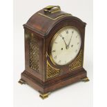 A George III domed bracket clock by James Duncan having painted dial with chime/silent lever, the