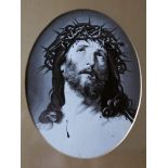Neyret Freres silk picture of Jesus crown of thorns. 23cm x 18cm.