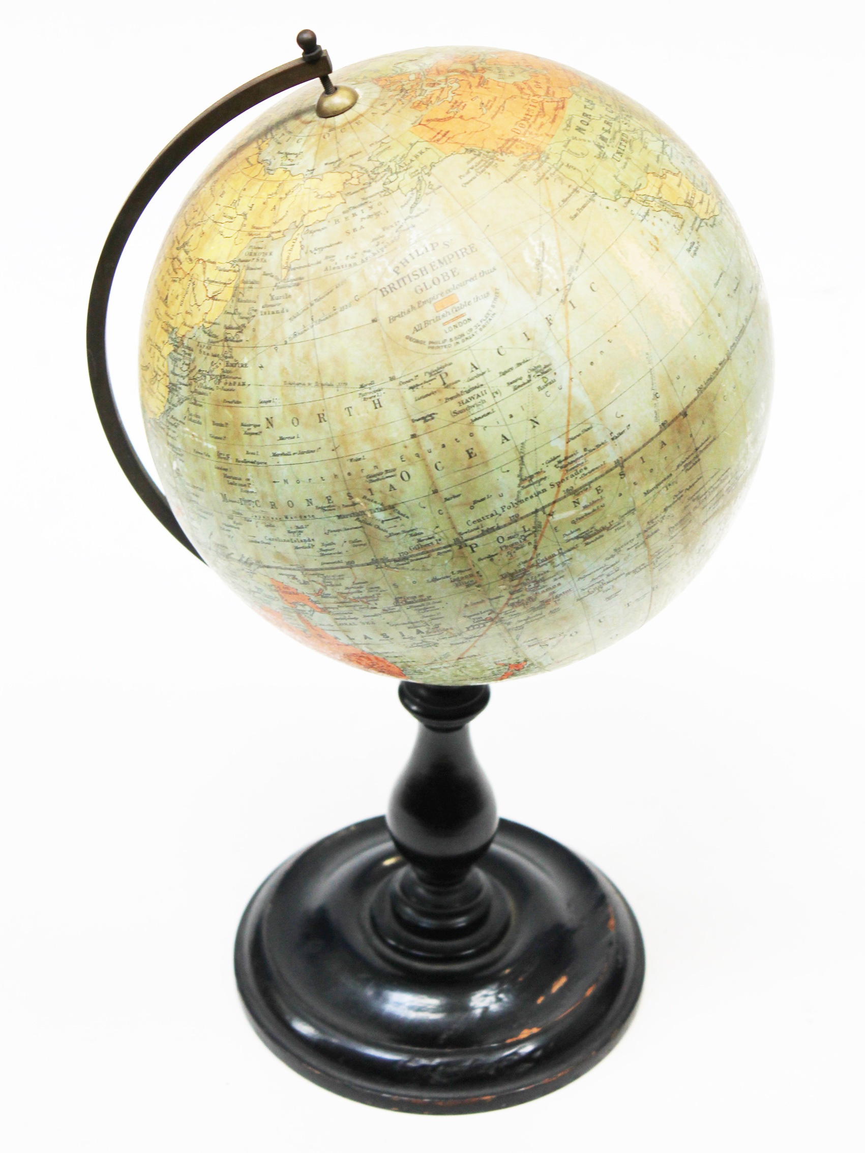 A Philips' British Empire Globe. H37cm