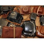 A group of cameras and lenses including a Ziess Ikon. Condition - generally a little worn and