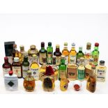 A group of twenty eight whisky miniatures. Condition - the majority above shoulder, generally a