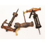 Two vic rack and pinion corkscrews together with a vic codd opener corkscrew