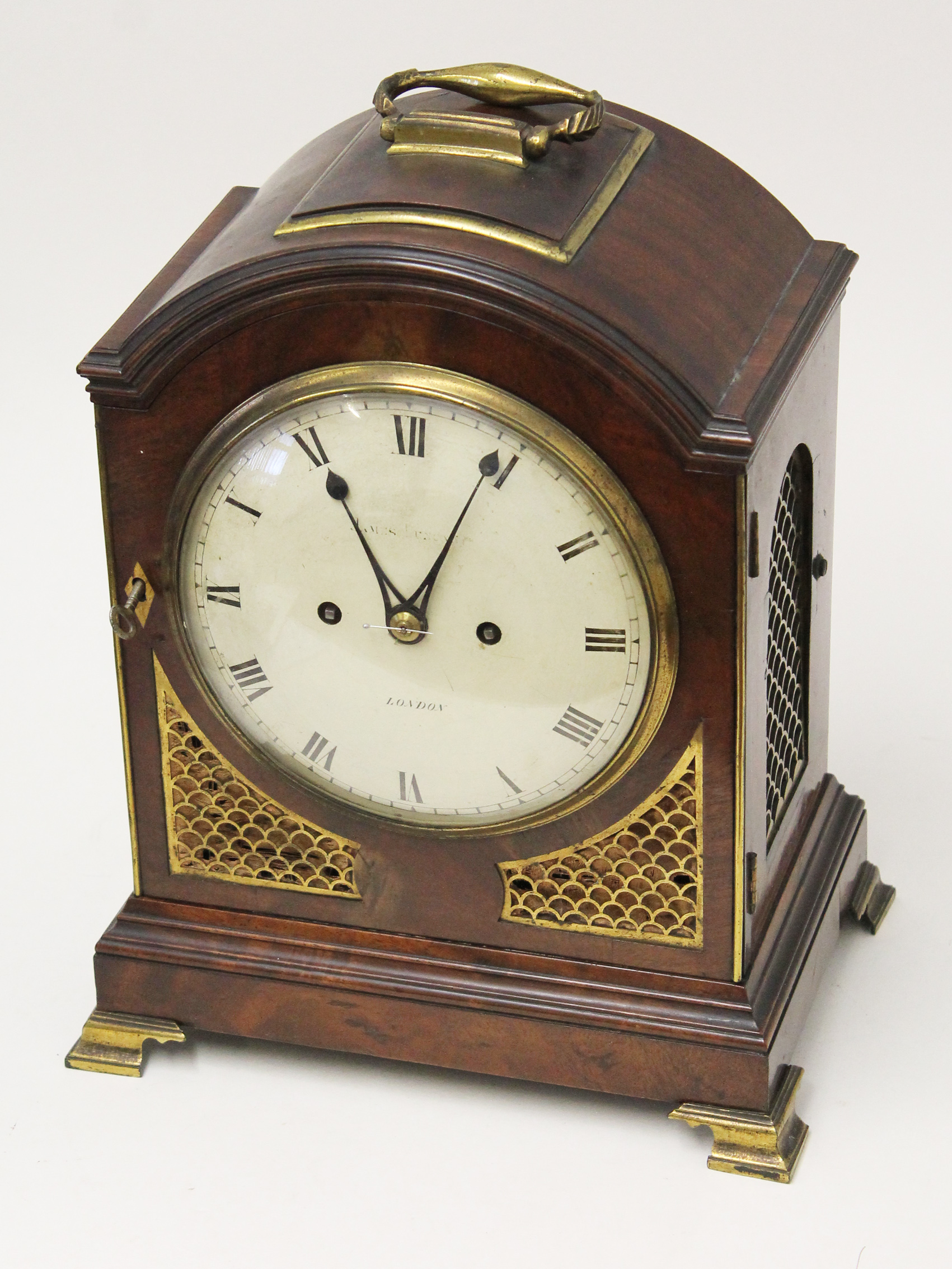 A George III domed bracket clock by James Duncan having painted dial with chime/silent lever, the - Image 4 of 25