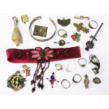 A mixed lot of silver, gold, enamelled and other jewellery