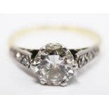 An 18ct gold diamond solitaire ring, the centre stone approx. 1.20 carats. Gross wt. 2.6g. Size K