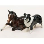 A Beswick foal and a Beswick sheepdog. Condition - very good, no chips, cracks nor any signs of