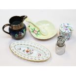 A mixed lot to include a Royal Worcester porcelain dish, a Carlton Ware dish, a cut glass bottle