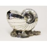 A Victorian silver plated nautilus shell spoon warmer. L17cm. Condition - good, general wear only to