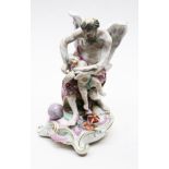 An 18th Century Derby porcelain figure of Saturn cutting off Cupid's wing. H30cm. Condition -