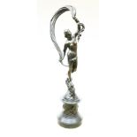 A large bronze figure on slate base. H83cm. Condition - chips to slate base, general wear, no
