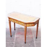 A Sheraton style painted and crossbanded satinwood fold top card table circa 1800. W97cm D45cm H73cm