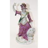 An 18th Century Derby porcelain figure of Athena. H33c,. Condition - numerous chips, firing cracks