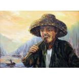 W C Butt Harris(?). Man smoking a pipe. Oil on canvas. 60cm x 44cm. Signed.