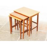 A Danish teak nest of tables. H53cm