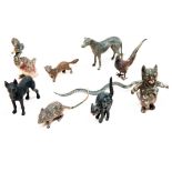 A group of nine miniature cold painted bronze animals. Condition - loss to paint on all figures