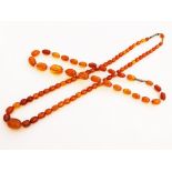 Two amber bead necklaces. Gross wt. 26.1g