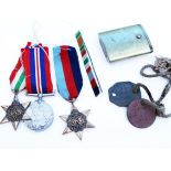 A group of WWII medals comprising 1939-1945 war medal, Italy and 1939-1945 stars, together with