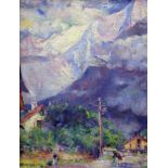 Alfred Aaron Wolmark (1877-1961). Mountain village. Oil on panel.29cm x 39cm. Signed.