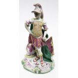 An 18th Century Derby porcelain figure of Mars. H34cm. Condition - head been off and repaired, a