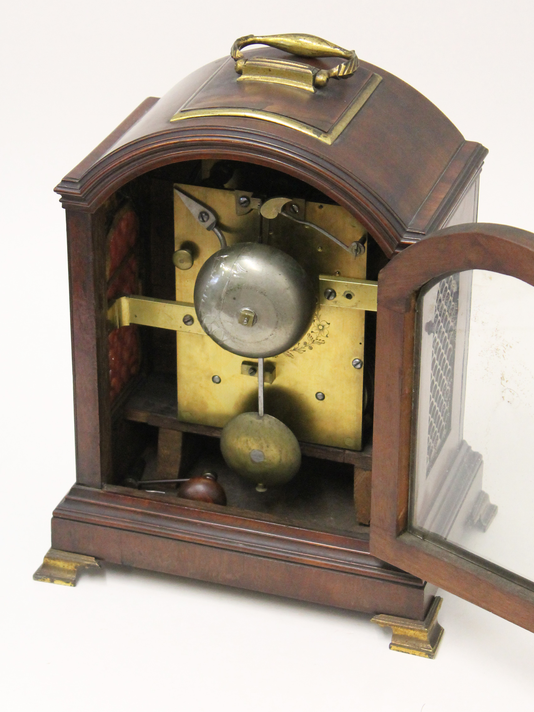 A George III domed bracket clock by James Duncan having painted dial with chime/silent lever, the - Image 2 of 25