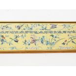 A Chinese silk picture. 20cm x 51cm. Condition - very good, no damage nor any repair, little/no