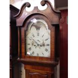 A 19th Century oak long case clock with painted enamel rolling moon dial. H199cm