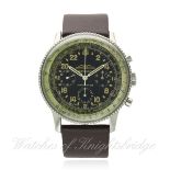 A RARE GENTLEMAN'S STAINLESS STEEL BREITLING AOPA NAVITIMER COSMONAUTE WRIST WATCH CIRCA 1950s, REF.